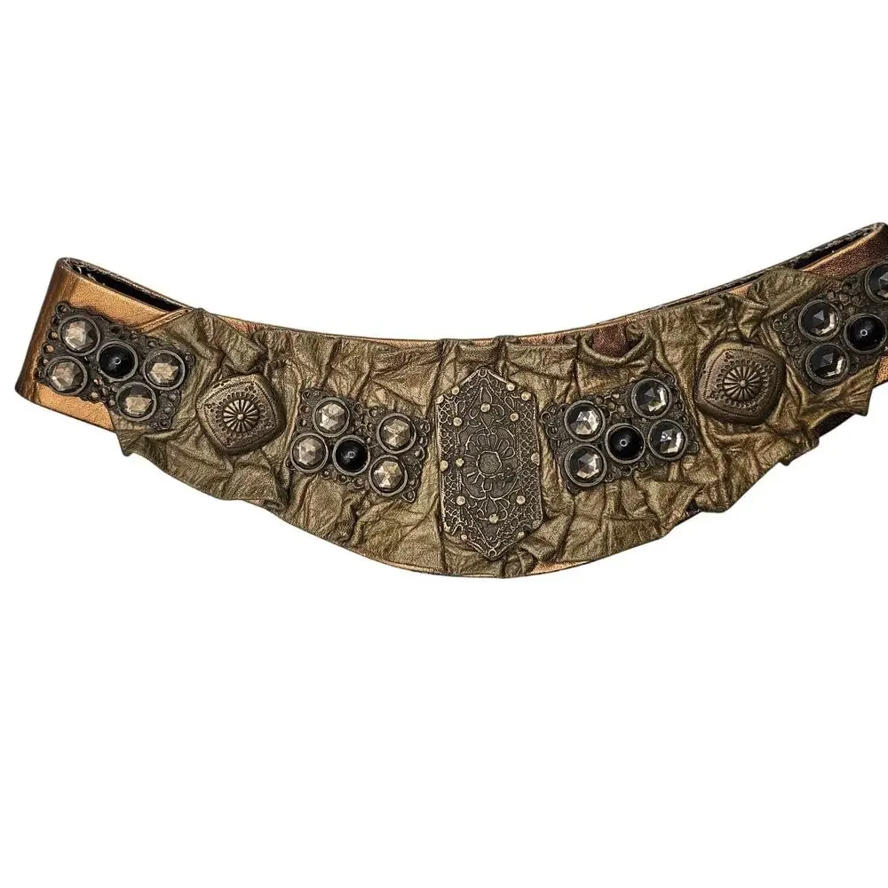 Retro 1980s Women's Belt Boho Army Green Copper By Nina Ajhani Steampunk